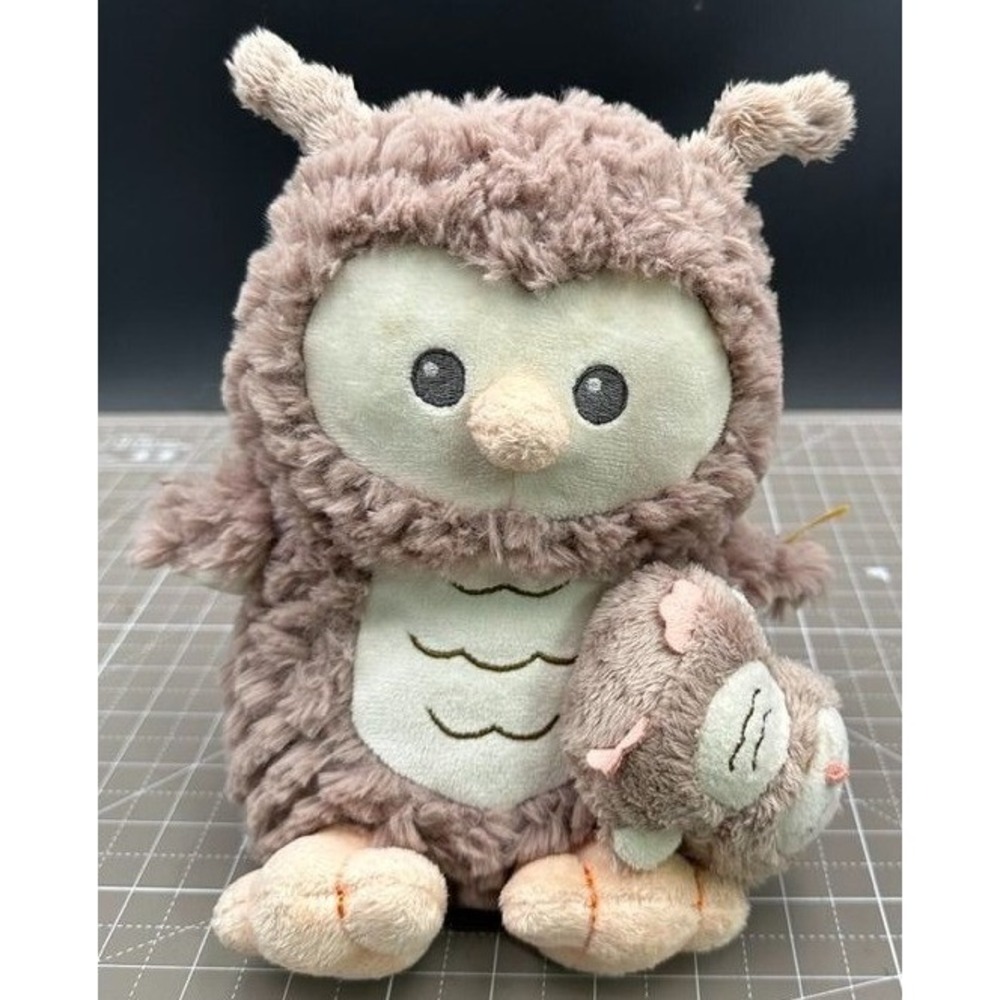 Steiff Plush Ollie Owl Musical Stuffed Animal w/ Pull Toy Owl Fluffy 9"